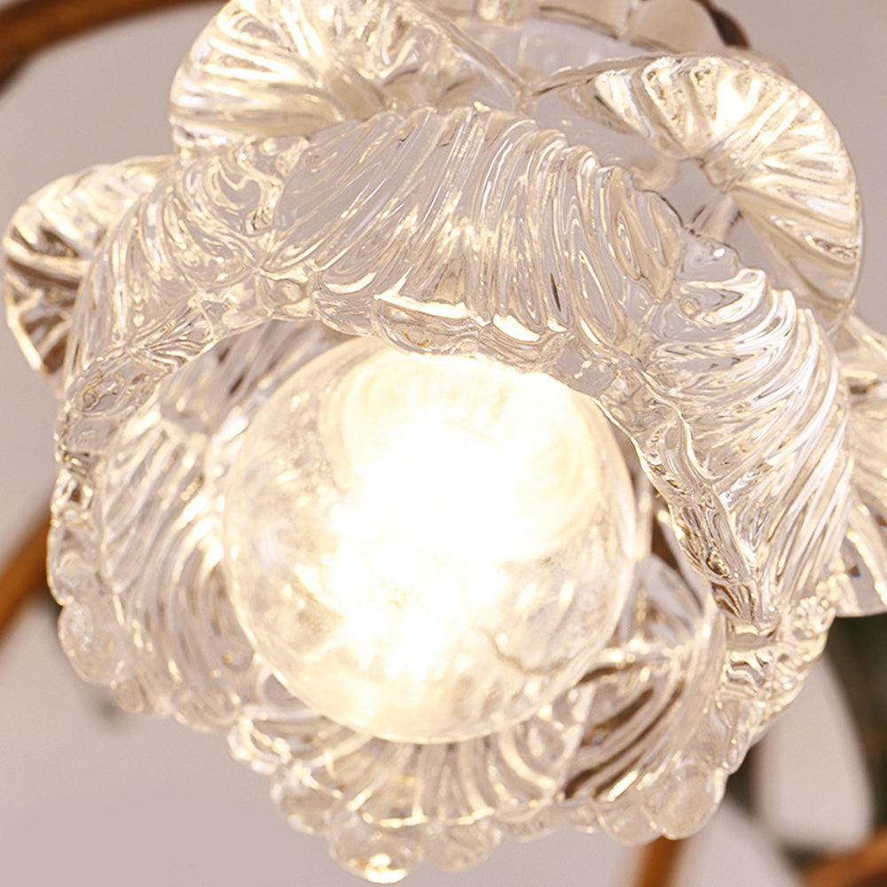 Pastoral Creative Flowers 3 Step Dimming American Style Ceiling Light Fixture