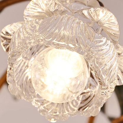 Pastoral Creative Flowers 3 Step Dimming American Style Ceiling Light Fixture