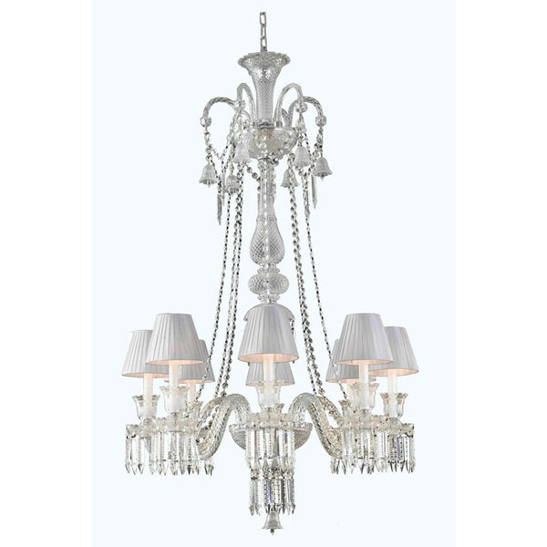 Chrome Eight-Light Chandelier with Elegant Cut Crystal