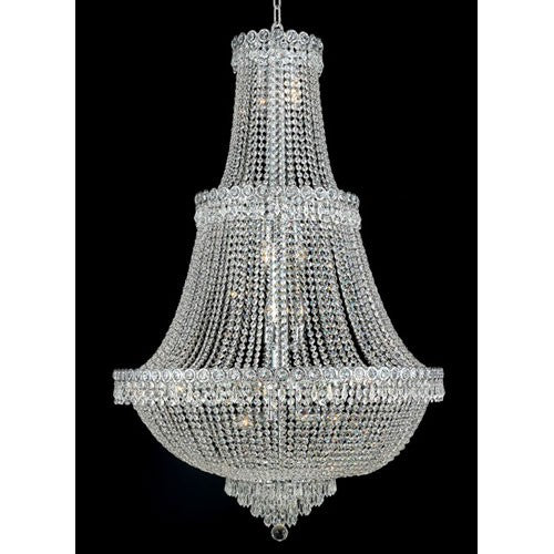 Century Chrome Seventeen-Light 30-Inch Three-Tier Chandelier with Royal Cut Clear Crystal