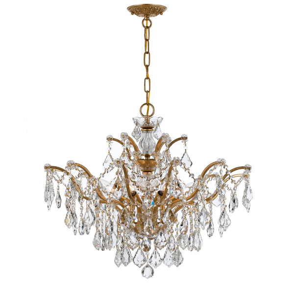 Group Filmore Antique Gold Six Light Swarovski Spectra Chandelier