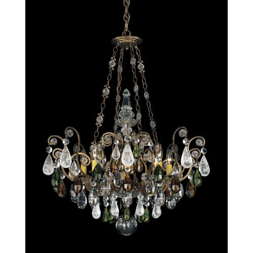 Renaissance Etruscan Gold Eight-Light Olivine and Smoke Topaz Crystal Rock Crystal Chandelier, 26.5W x 35H x 26.5D