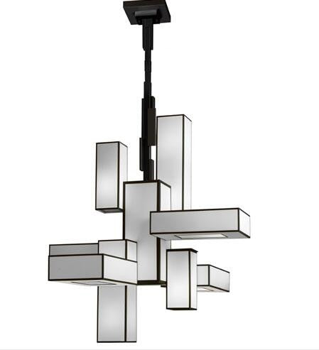 2-Light Chandelier in Black Satin Lacquer Finish