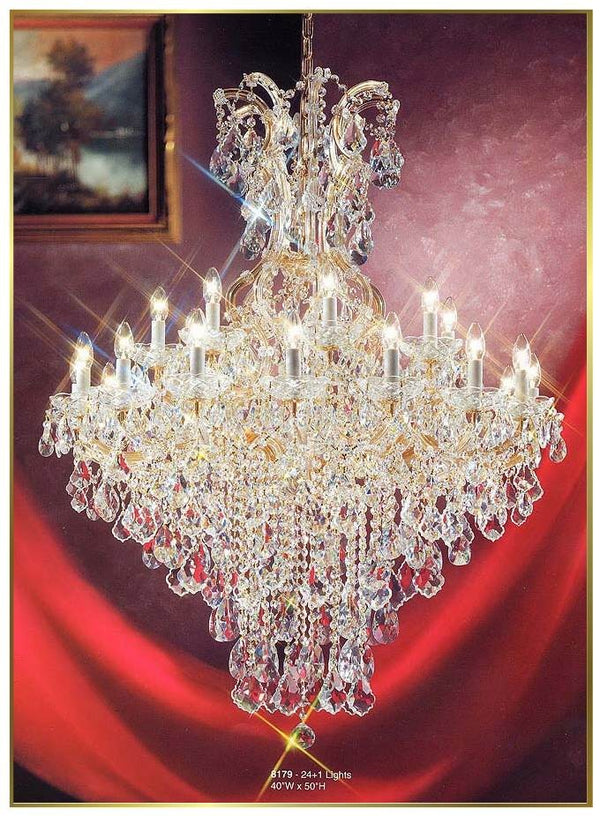 25 Lights Maria Theresa crystal chandelier dressed with clear crystals