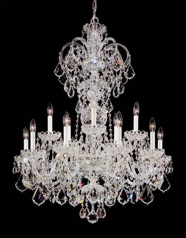 15 Lights Bohemian Crystal chandelier in polished chrome finish