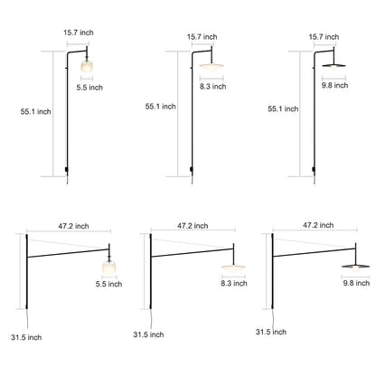 Minimalist Metal Long Pole Arm Tempo LED Wall Sconce