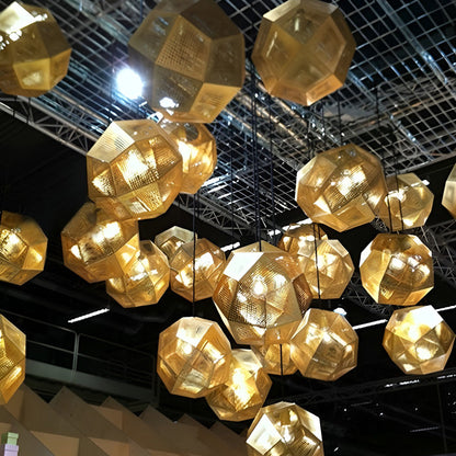 Geometric Round Electroplated Metal Postmodern Pendant Light Chandelier