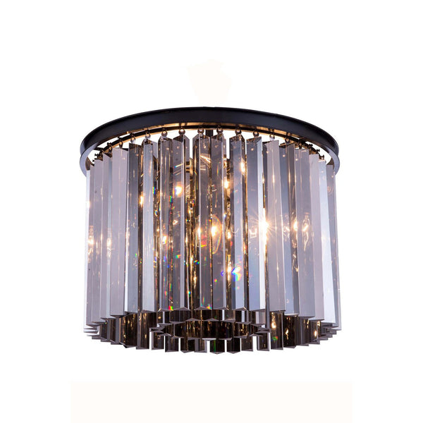 Sydney Mocha Brown Six-Light Flushmount with Royal Cut Silver Shade Crystals