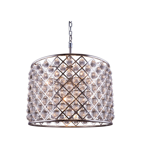 Madison Polished Nickel Eight-Light Pendant with Royal Cut Clear Crystals