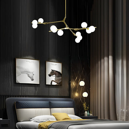 Nordic Style Modern Minimalist Cluster Metal Glass Chandelier ??Black & Gold Fixture