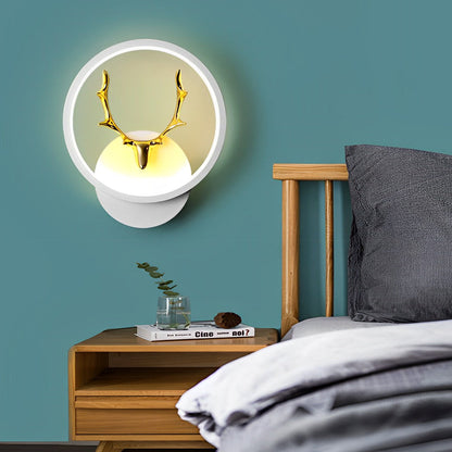 Round Square Creative Antlers Design LED Modern Wall Lamp Bedside Light