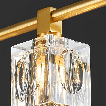 Modern Copper Crystal Cube Semi-Flush Mount Light Fixture, 4/6/8-Light