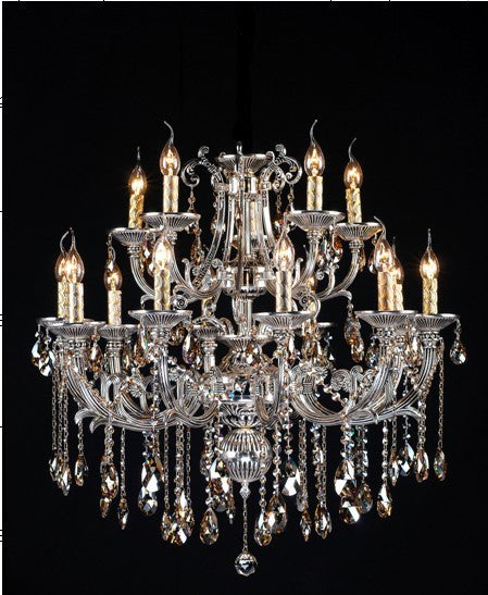 Polished chrome 15 Light Zinc Alloy crystal Chandelier