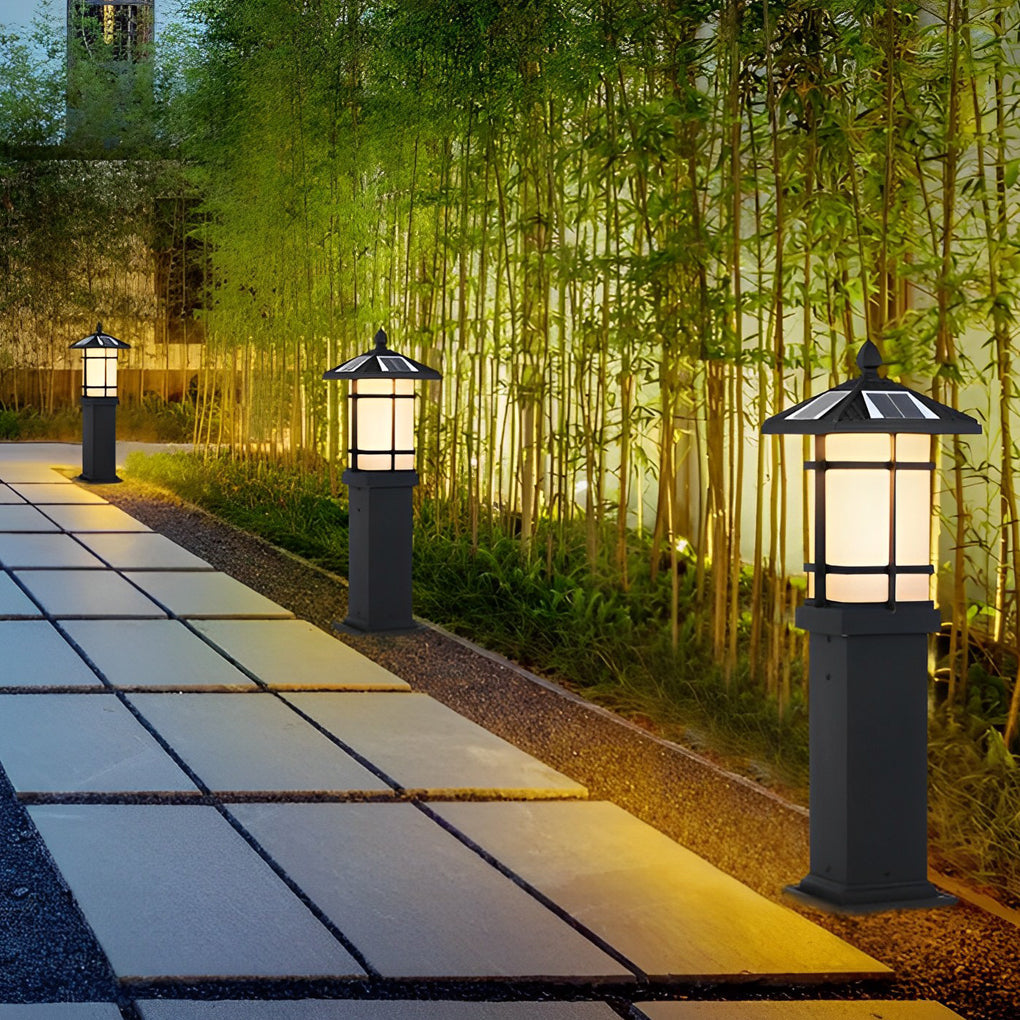 Waterproof LED Intelligent Black Modern Solar Lawn Lamp Outdoor Lights