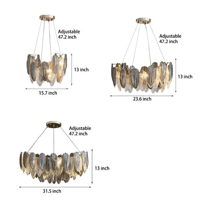 Romantic Creative Feathers Glass Three Step Dimming Modern Chandelier