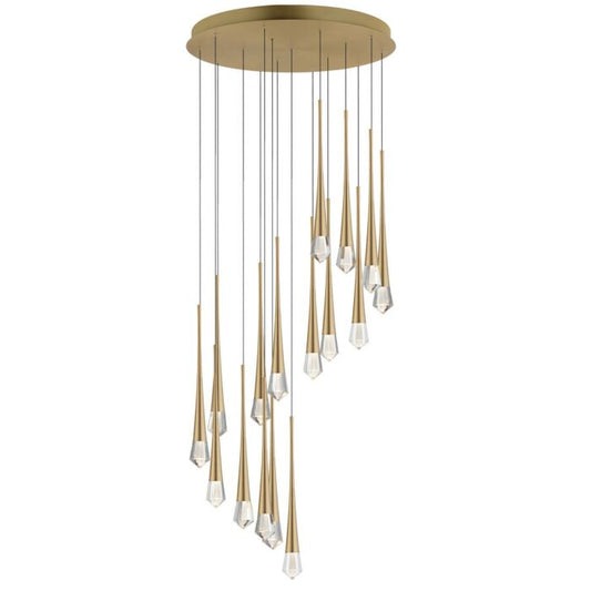 Pierce 16-Light LED Pendant in Gold