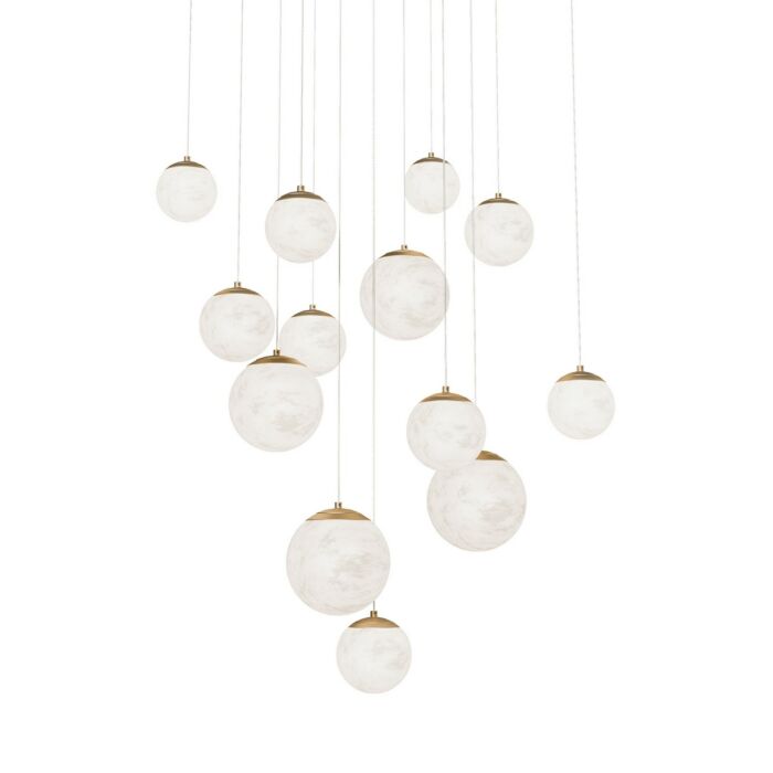 Pisces 13-Light LED Pendant in Aged Brass