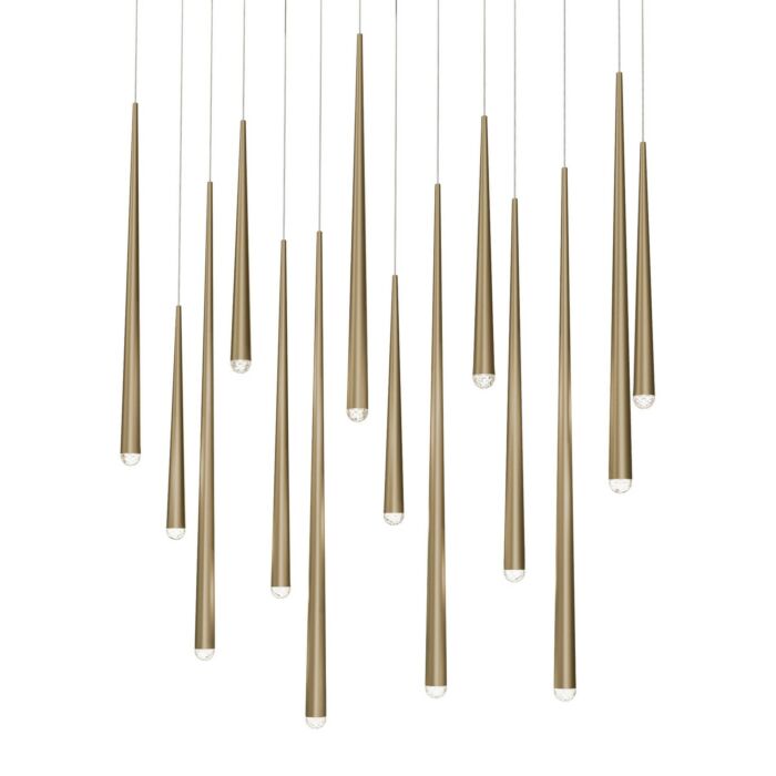 Cascade 14-Light LED Pendant in Aged Brass