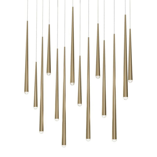 Cascade 14-Light LED Pendant in Aged Brass