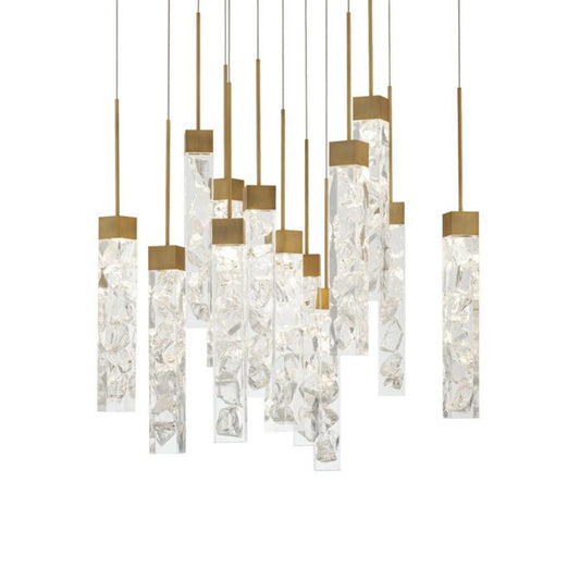 Minx 13-Light LED Pendant in Aged Brass