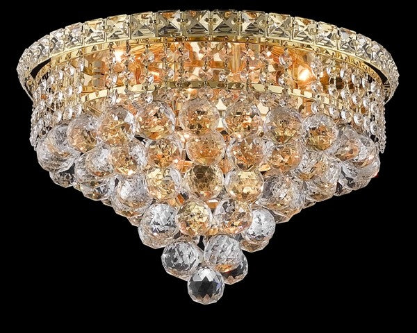 6 light gold plated crystal flush mount ceiling light dressed with crystal balls