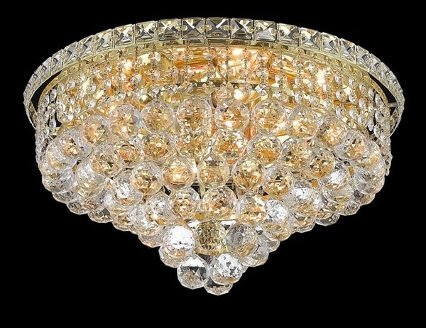 8 light gold plated crystal flush mount ceiling light dressed with crystal balls