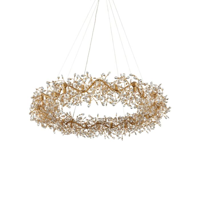 Crystal Bud 24-Light 2Chandelier in Clear with Brass