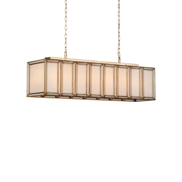 Daze 6-Light Chandelier in White with Antique Brass