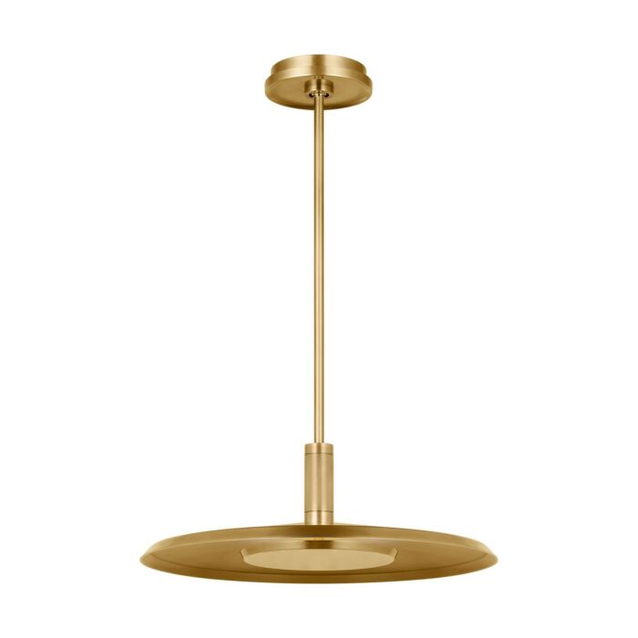 Saucer 1-Light LED Pendant in Natural Brass