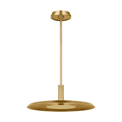 Saucer 1-Light LED Pendant in Natural Brass