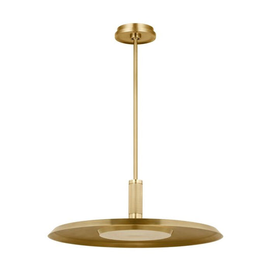 Saucer 1-Light LED Pendant in Natural Brass