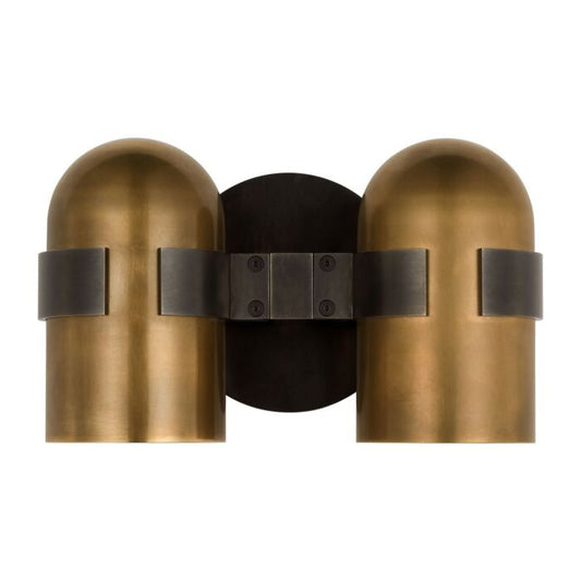 Octavia 2-Light LED Wall Sconce in Blackened Bronze with Bright Worn Brass