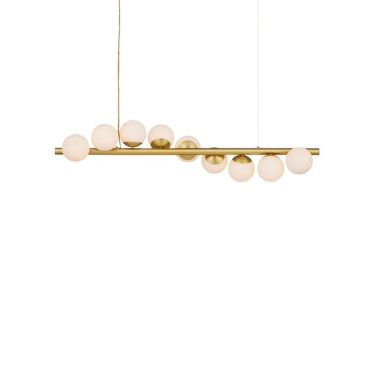 Barcarolle 9-Light Chandelier in Brushed Brass with White