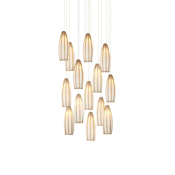 Parish 15-Light 1Pendant in White with Antique Brass