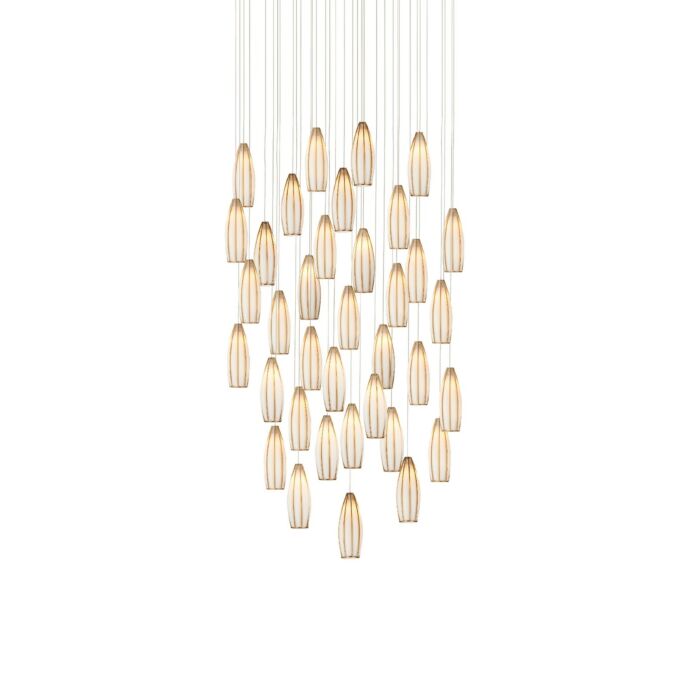 Parish 36-Light 3Pendant in White with Antique Brass