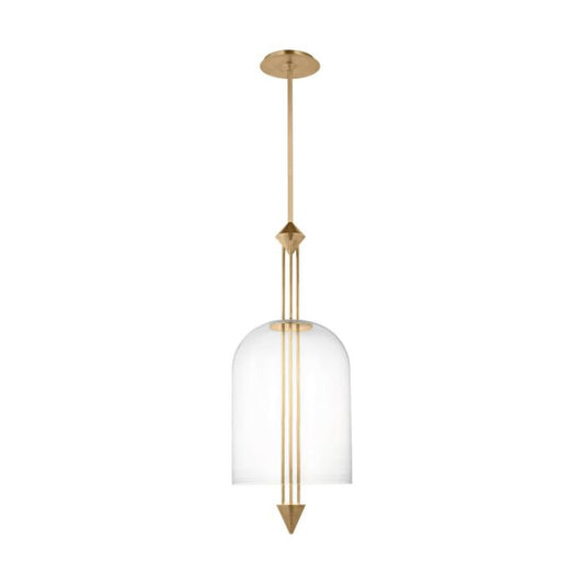 Cathedral 1-Light LED Pendant in Natural Brass