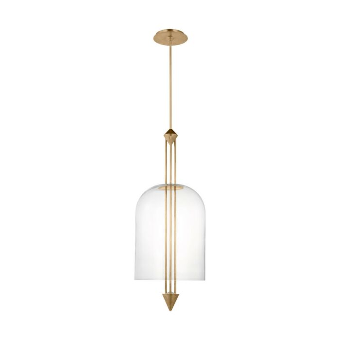 Cathedral 1-Light LED Pendant in Natural Brass