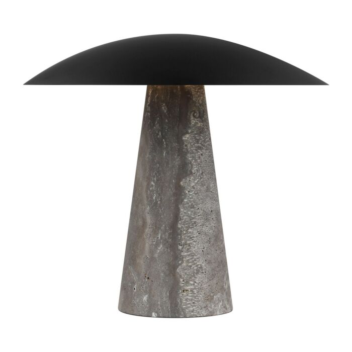 Aegis 1-Light LED Table Lamp in Dark Bronze with Dark Travertine