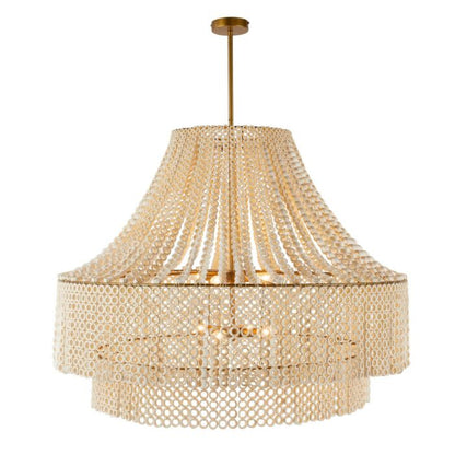 Hannie 8-Light Chandelier in White with Antique Brass