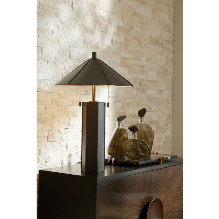 Cantrell 2-Light Table Lamp in Graphite with Antique Brass/Graphite/Gold Leaf