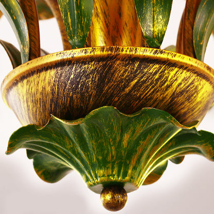 Pastoral Creative Flowers 3 Step Dimming American Style Ceiling Light Fixture