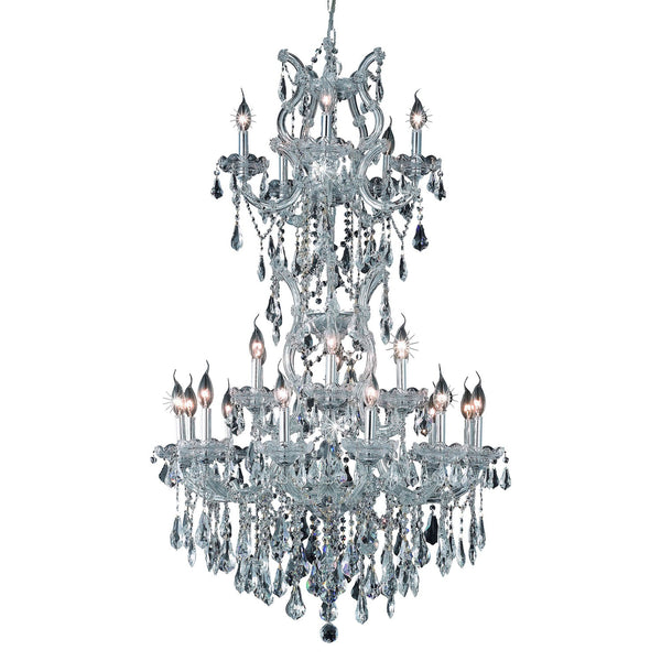 Chrome Twenty-Five Light 30-Inch Chandelier with Royal Cut Clear Crystal