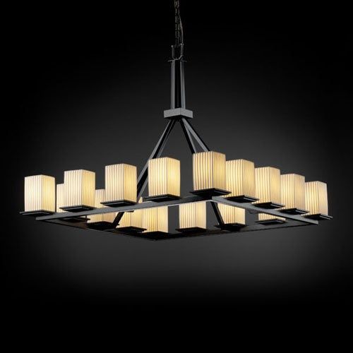 16-Light Matte Black Ring Chandelier