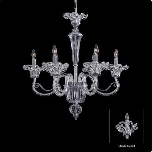 Chrome and Clear Glass Six-Light Chandelier