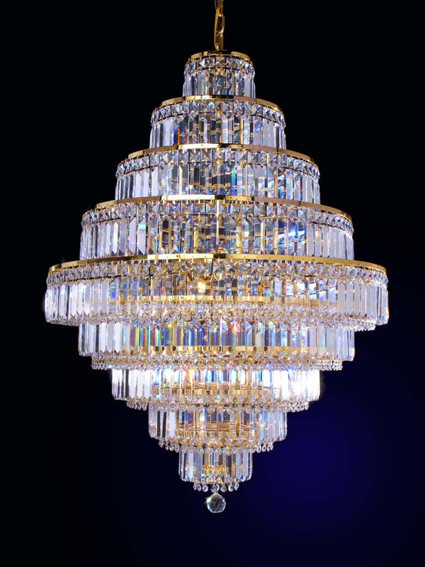 18 lights crystal chandelier in gold plated finish