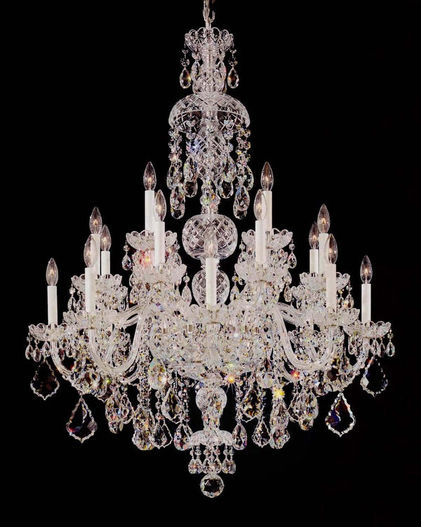 20 Lights Bohemian Crystal chandelier in polished chrome finish