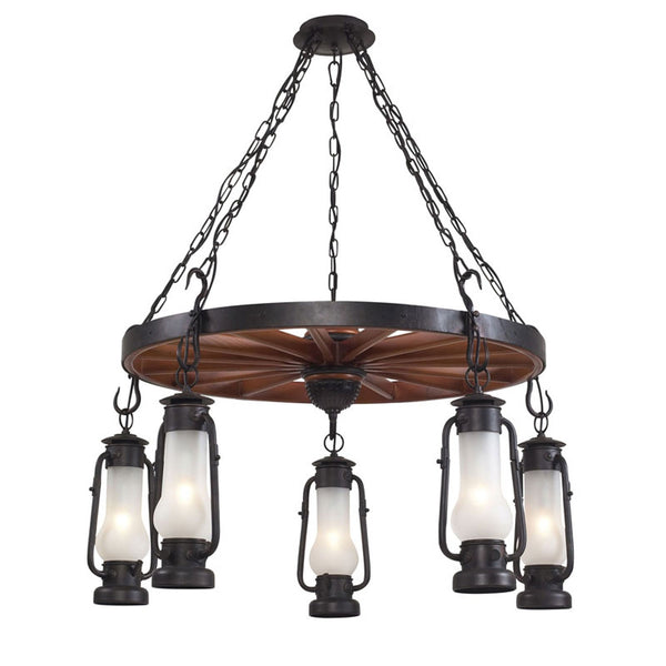 Matte Black Five Light Chandelier