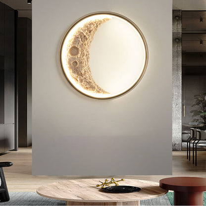 Round Resin Moon Crescent LED Hardwired Outdoor Wall Light