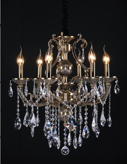 Polished chrome 6 Light Zinc Alloy crystal Chandelier