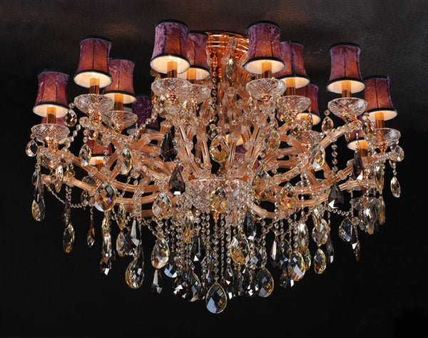 Gold plated traditional crystal flush mount Chandelier